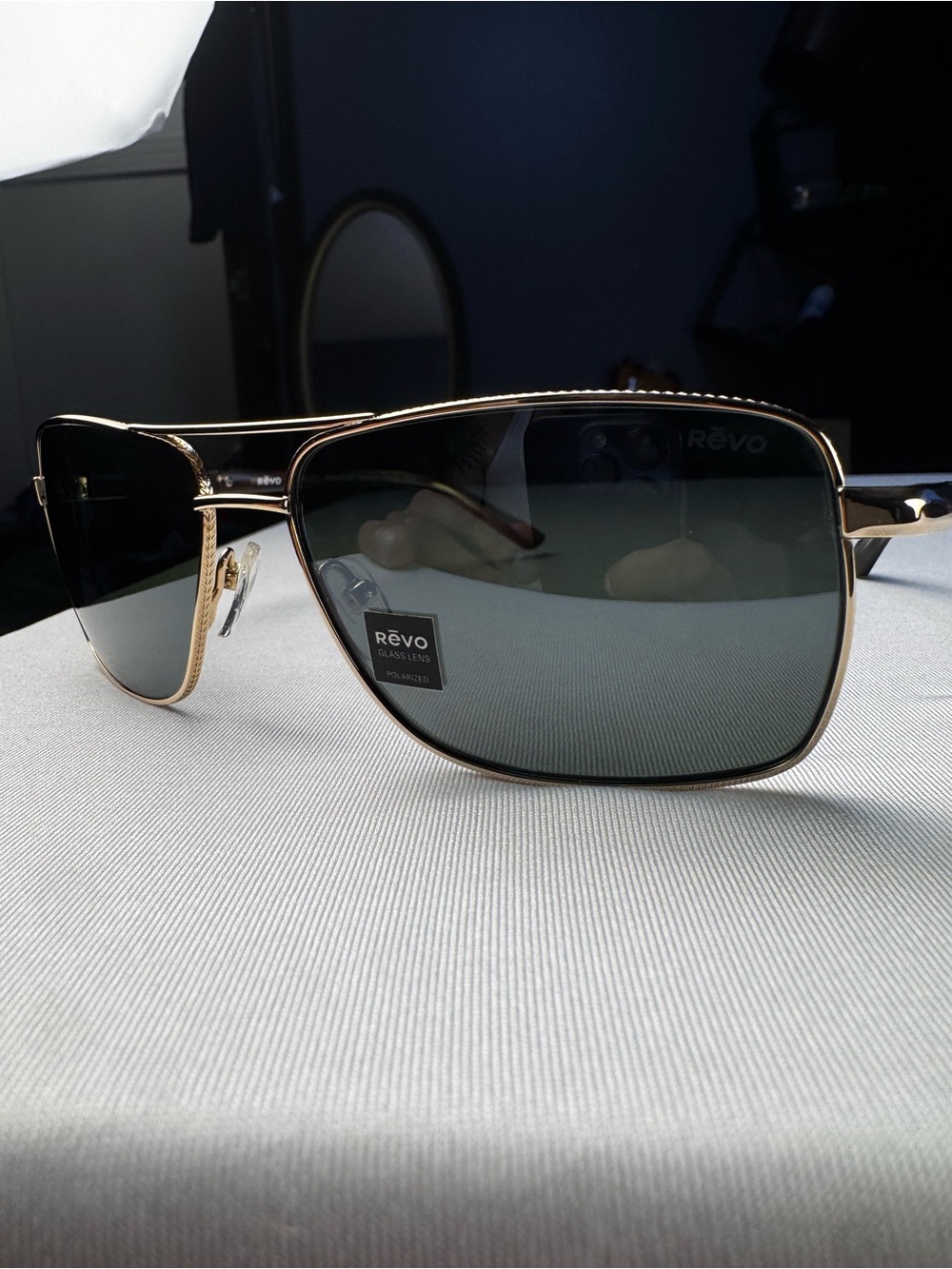 NEW! REVO RAY Shiny Gold POLARIZED Green GLASS Lens Sunglass 1244 04 SG50